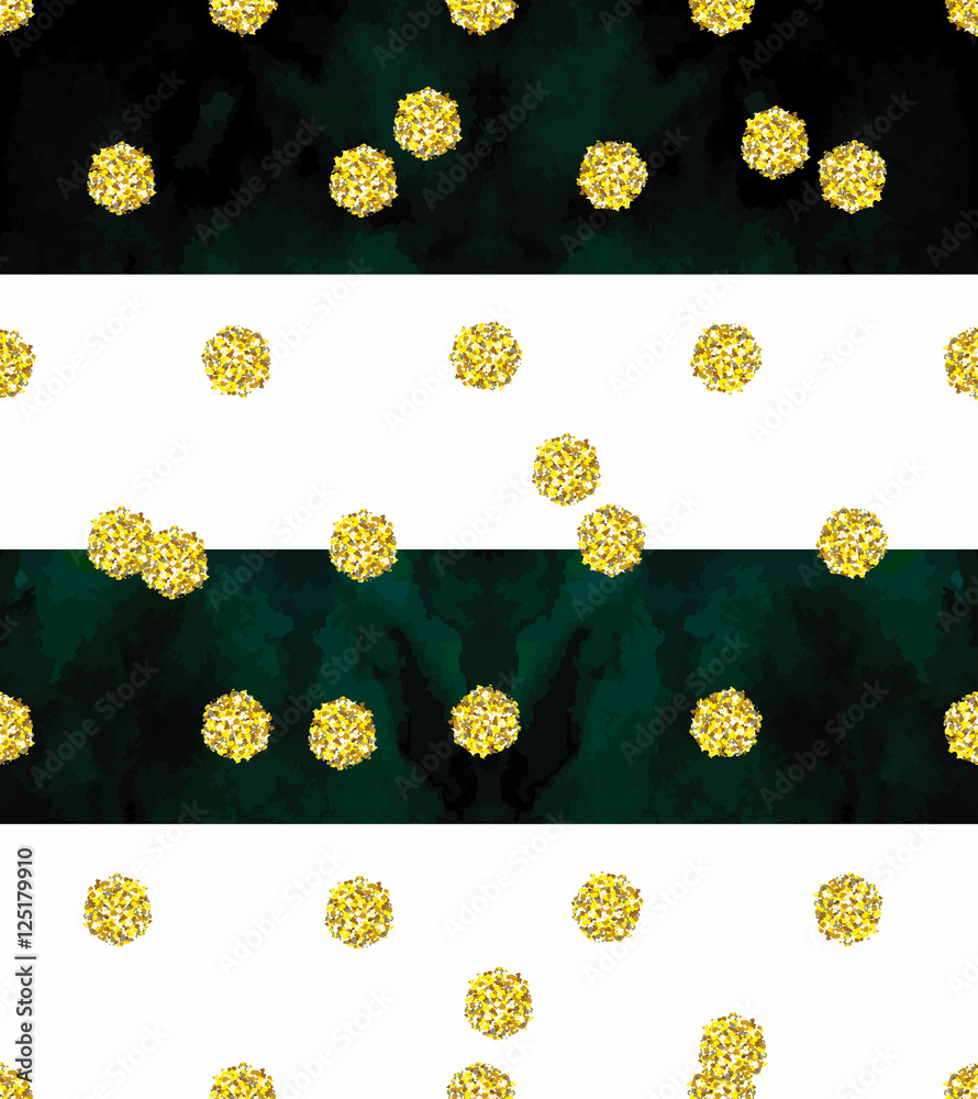 Trendy gold glitter seamless polka dot pattern. Great texture with ...