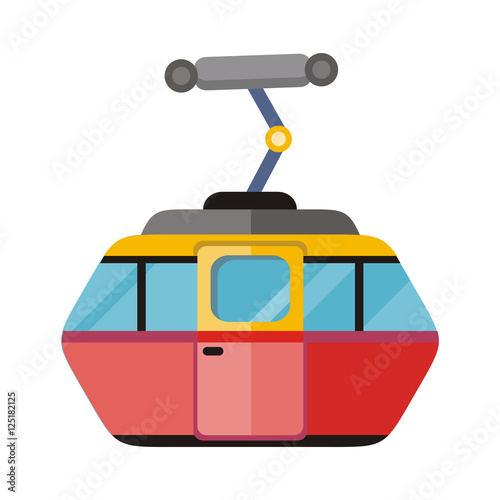 Funicular Railway Cable Car Isolated. Vector