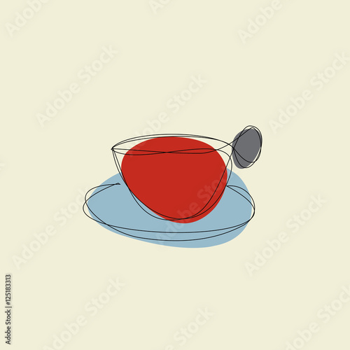 cup of hand (with saucer and coffee)