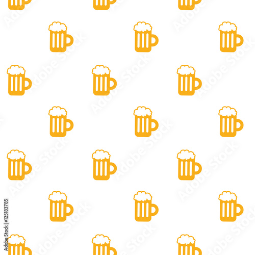 Beer with foam in a mug vector illustration. Regular tiled seamless pattern.