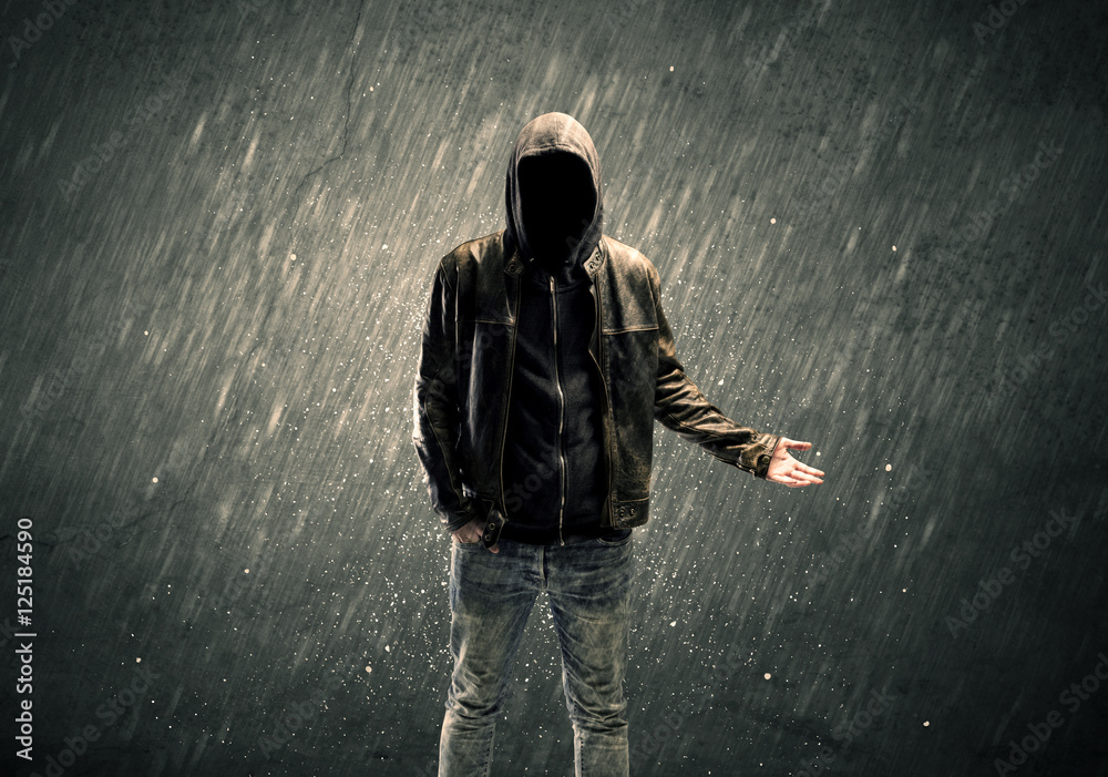 Spooky faceless guy standing in hoodie Spooky faceless guy standing in hoodie
