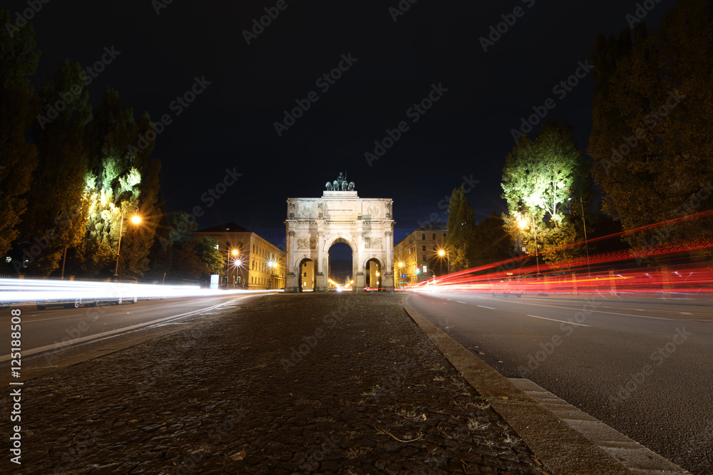 Siegestor in Munich, Bavaria, Long time exposure