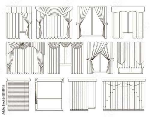 Different curtains and blinds for interior design