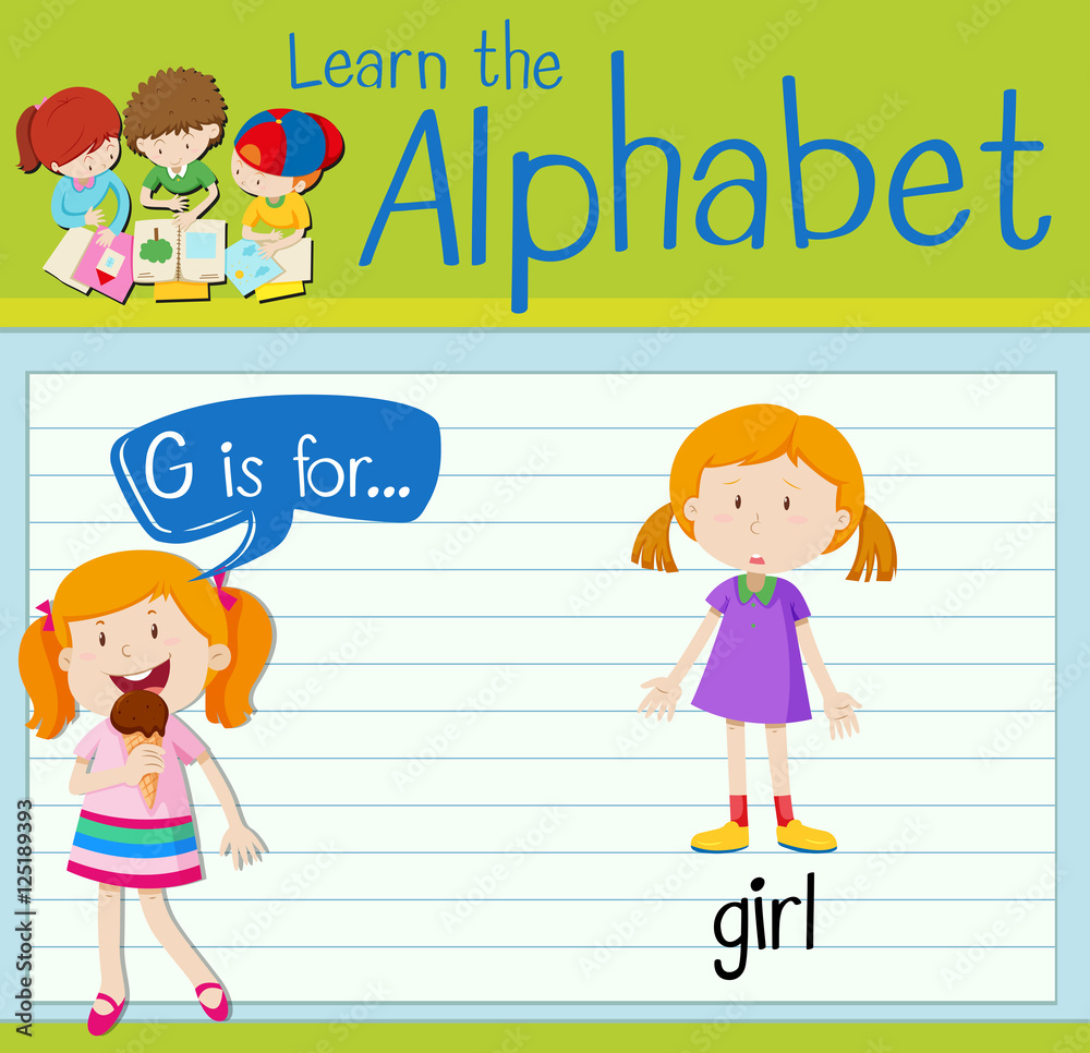Flashcard letter G is for girl Flashcard letter G is for girl