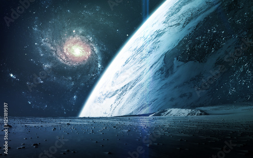 Fototapeta Naklejka Na Ścianę i Meble -  Abstract scientific background - planets in space, nebula and stars. Elements of this image furnished by NASA nasa.gov