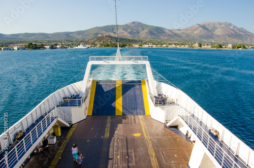 Empty open ferryboat .Greece