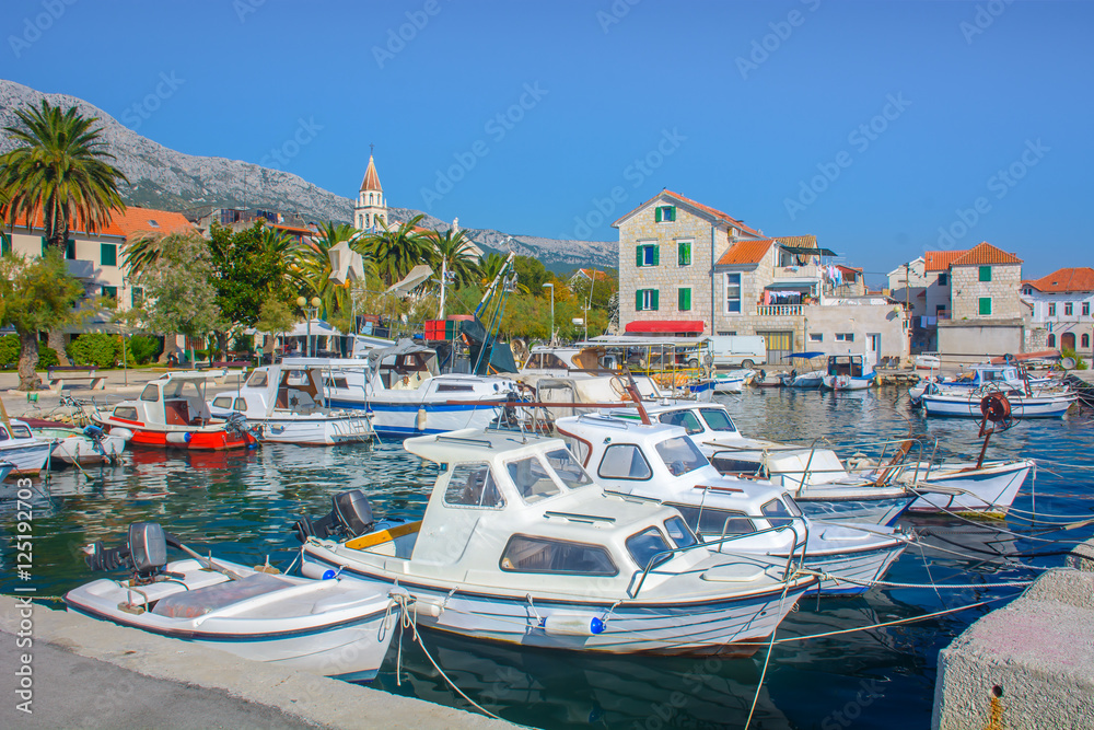 Kastel Kambelovac scenic view. / Scenic view on small mediterranean place Kastela in suburb of town Split.
