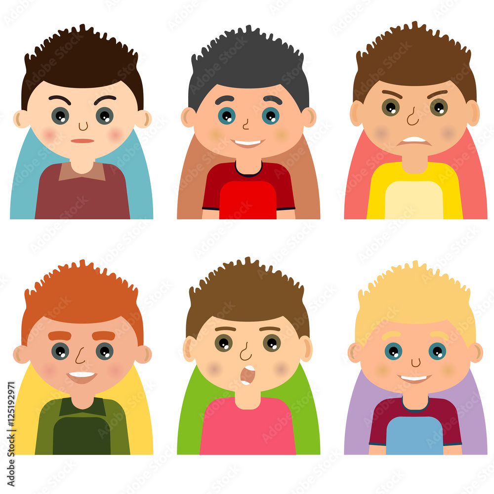 Vector man character avatars. Set of people icons with faces. Cartoon style faces avatars of man. Isolated vector characters.
Vector man character avatars. Set of people icons with faces. Cartoon style faces avatars of man. Isolated vector characters.