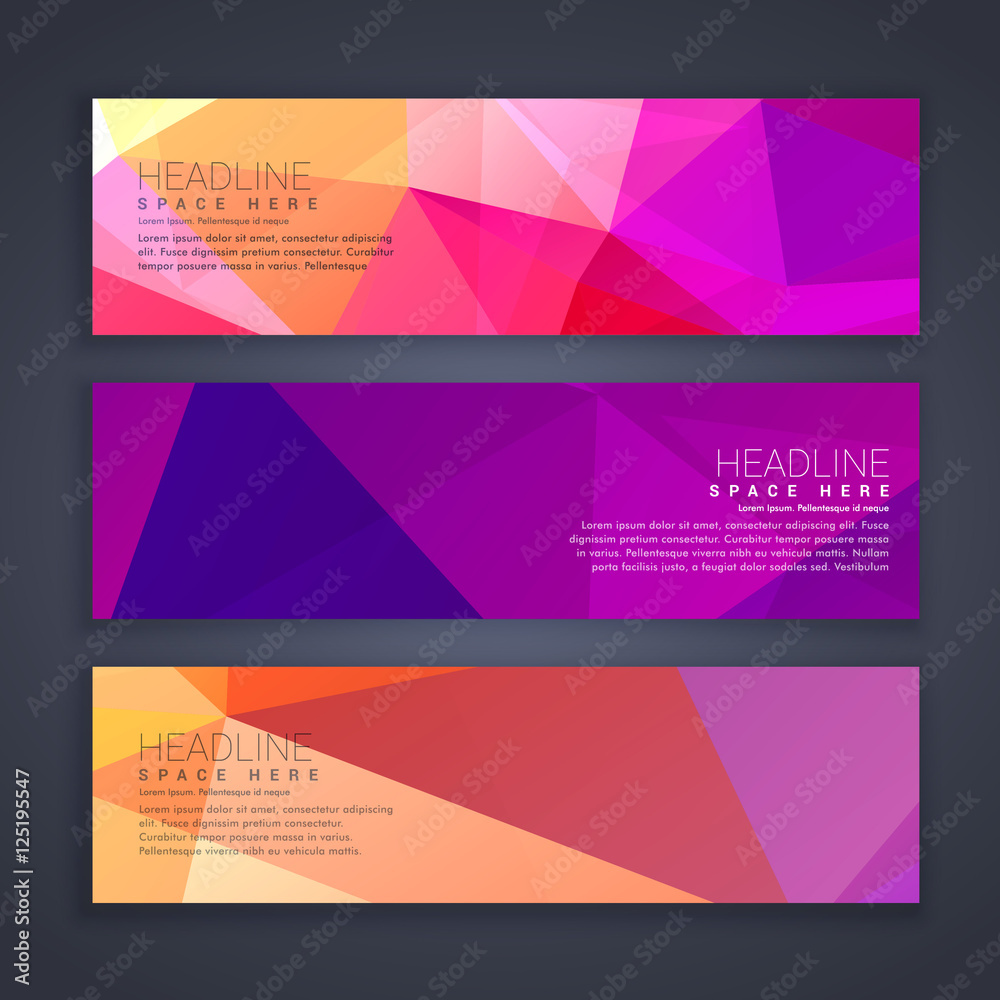 abstract broght colors web banners set