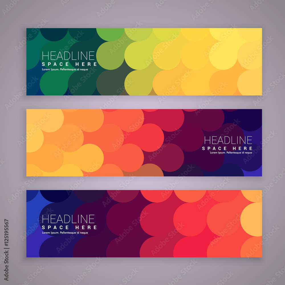 abstract style banners set with colorful circles