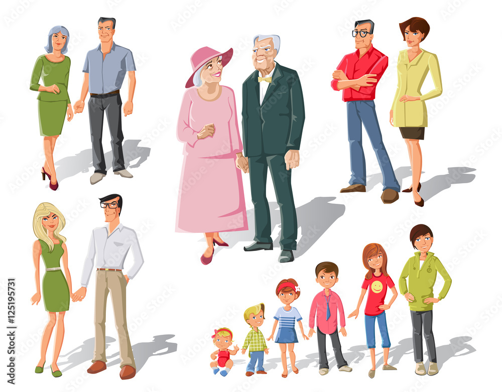 Family Generations Cartoon Set Family Generations Cartoon Set