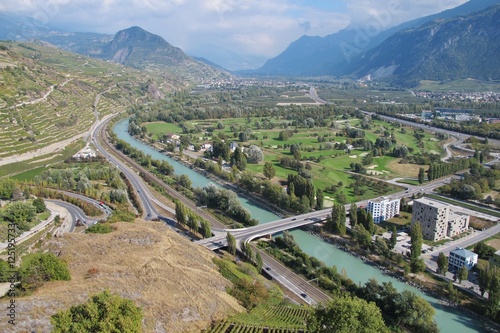 Quadro em tela Rhonetal bei Sion, Sitten, Wallis