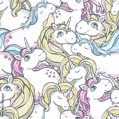Vector pattern with unicorns.