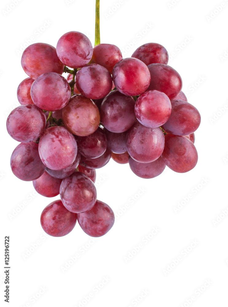 Bunch of pink grapes. On white, isolated background.