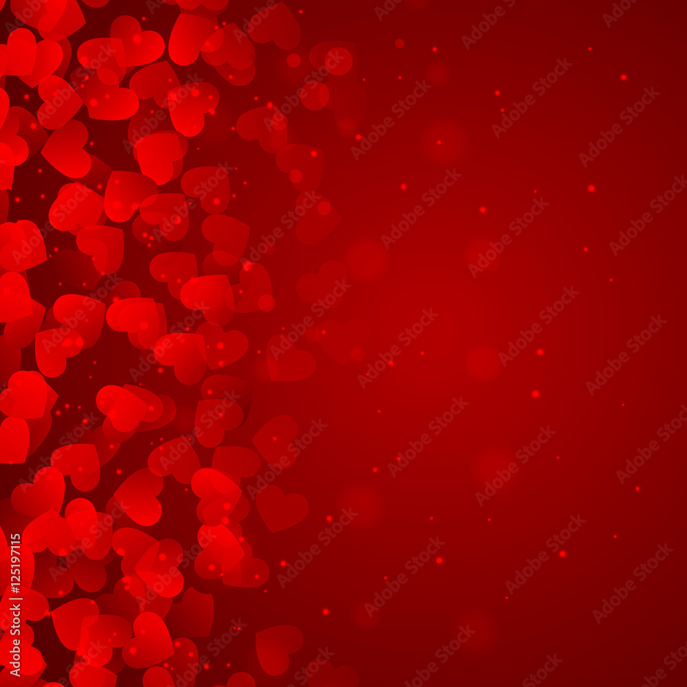 red background of hearts