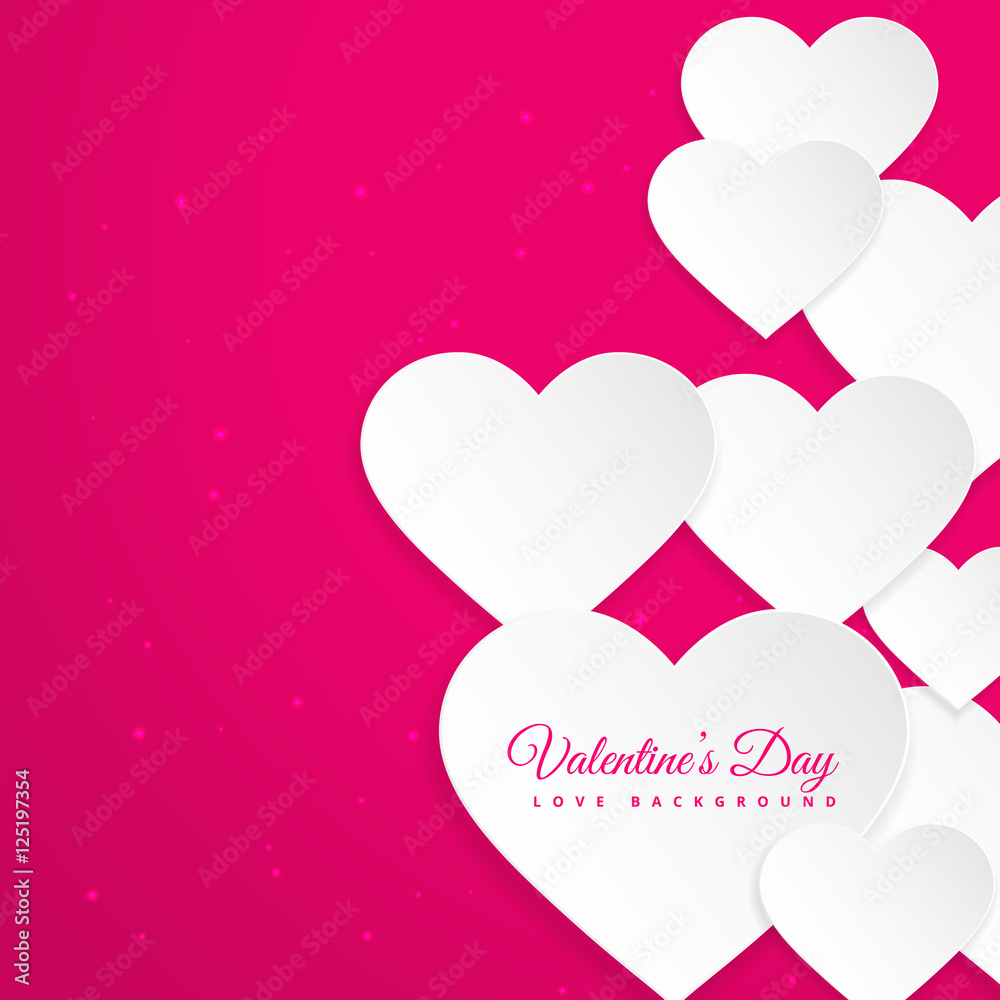 hearts in pink background