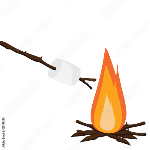 Marshmallow on wooden stick