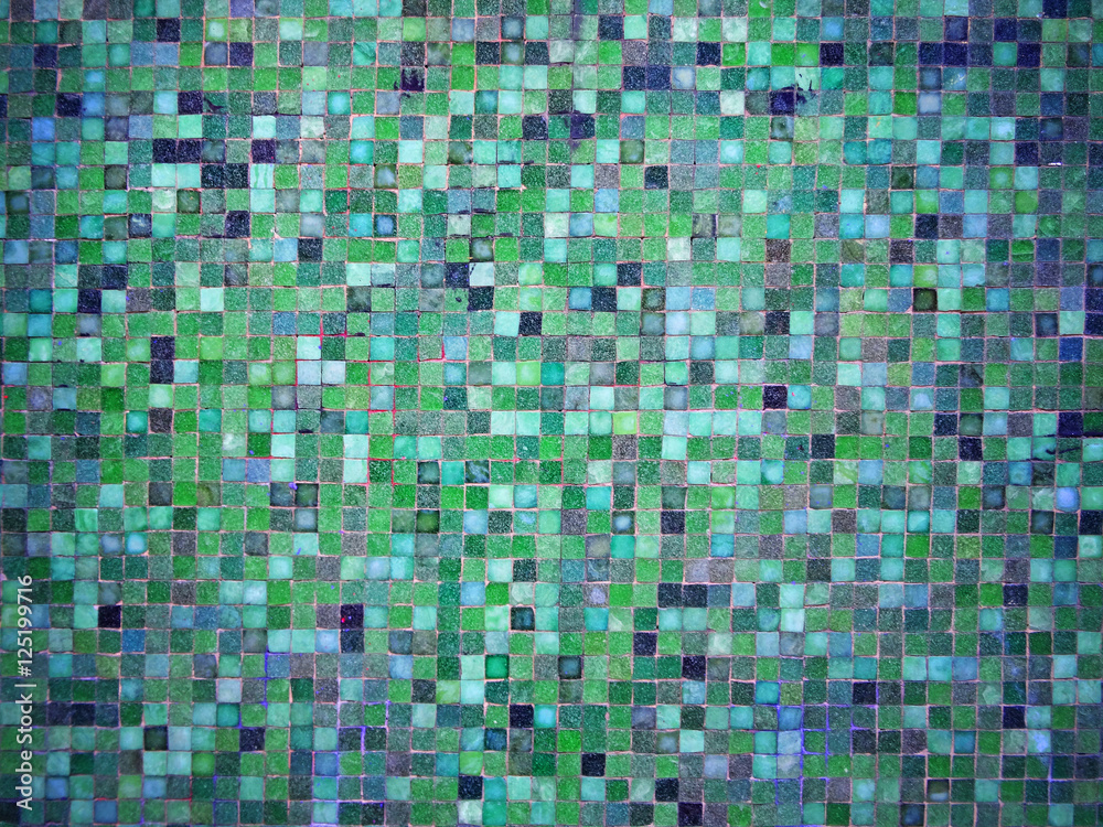 Gradient blue and green colored mosaic tiles