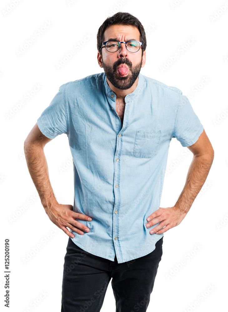 Handsome man doing a joke Handsome man doing a joke