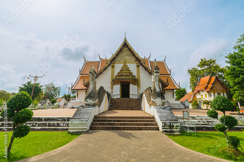 Front of Beautiful Chruch Buddhist of Wat Phumin temple in Nan Province, Thailand.