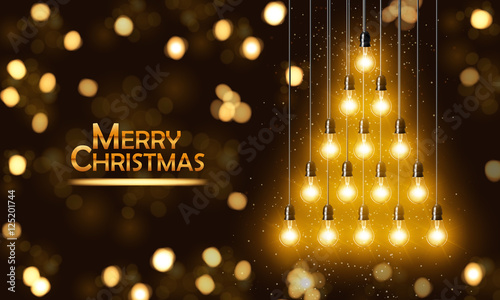 realistic light bulbs arranged as christmas tree silhouette