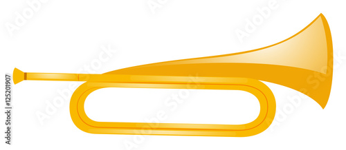 Golden trumpet on white background