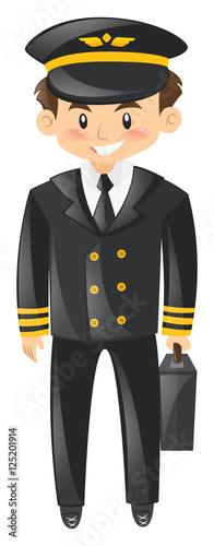 Pilot in uniform with briefcase