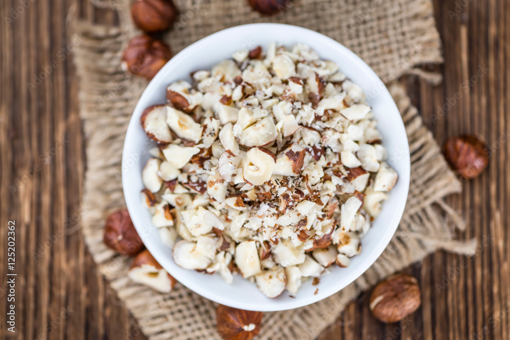 Hazelnuts (chopped, selective focus) Hazelnuts (chopped, selective focus)