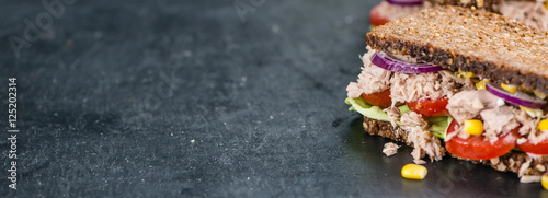 Tuna sandwich with wholemeal bread (selective focus)
