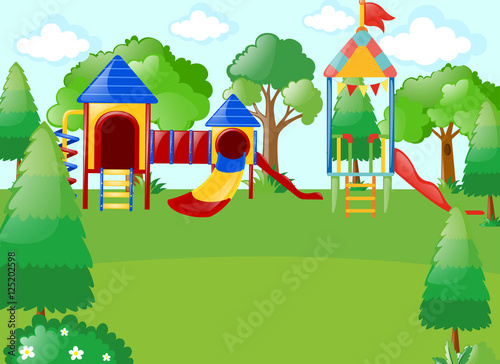 Scene with playground in park