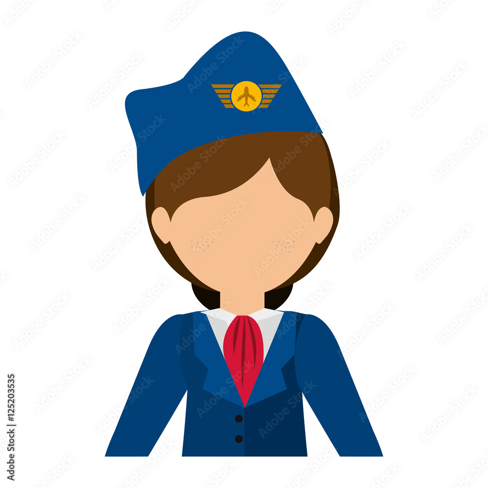 half body flight attendant with suit vector illustration half body flight attendant with suit vector illustration
