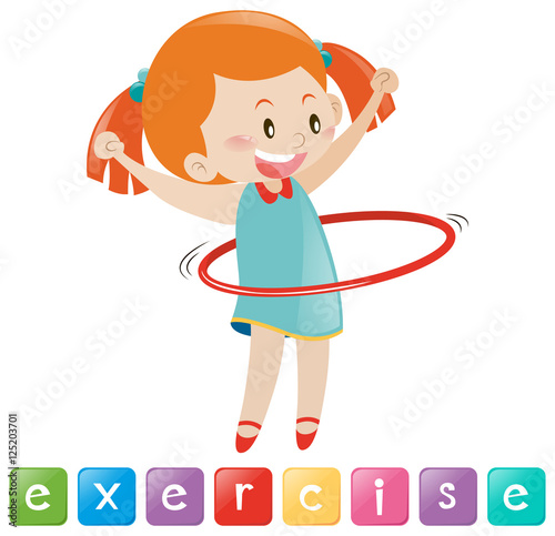 Girl exercise with hulahoop