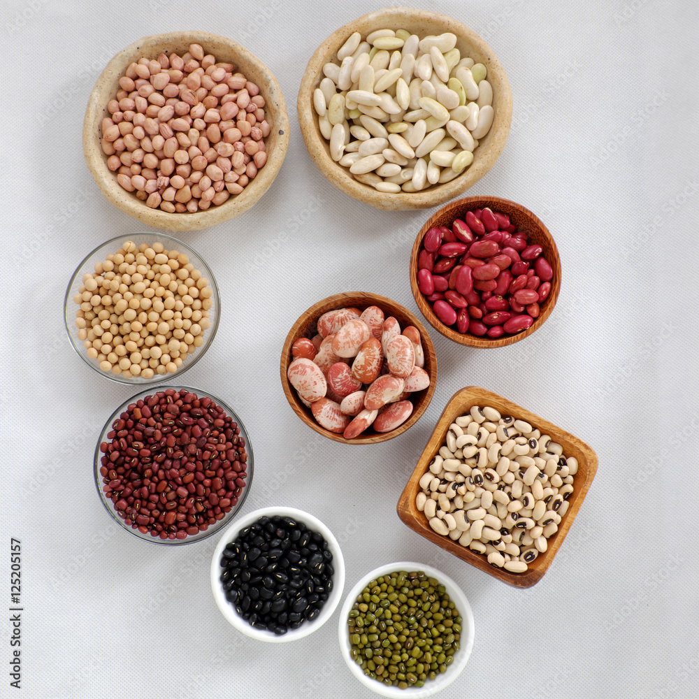 Collection of bean on white background Collection of bean on white background
