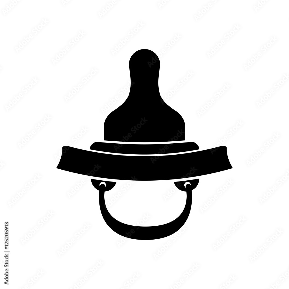 black silhouette baby pacifier with rubber soother vector illustration