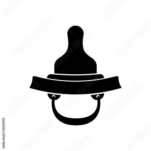 black silhouette baby pacifier with rubber soother vector illustration