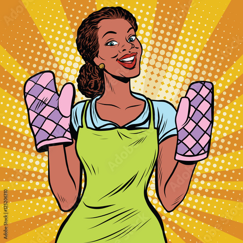 Beautiful housewife mittens for cooking