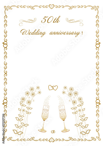 Beautiful card for an invitation to a celebration on the occasion of the fifty anniversary of marriage