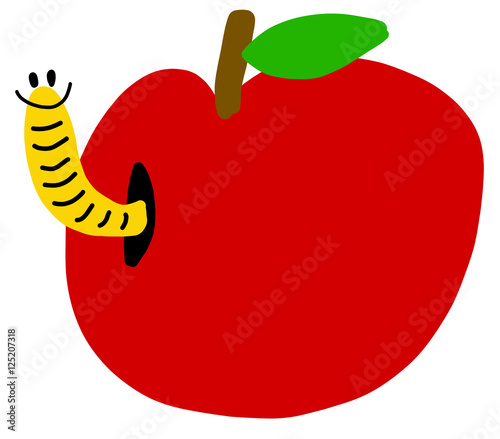 worm in red apple