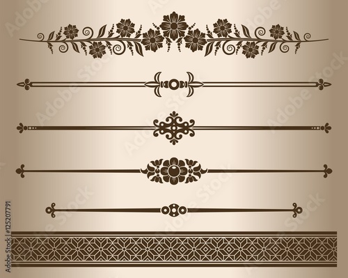 Design elements - decorative line dividers and ornaments. Vector illustration.