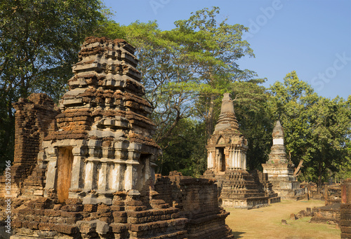 On the ruins of the ancient temple Wat Chedi Chet Thaye. Si-Satchanalai  Thailand