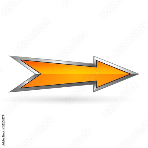 Yellow arrow with metal frame illustration, vector design