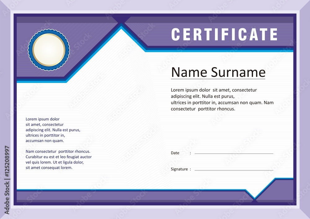 Fototapeta premium Purple Modern Diploma / Certificate Template Design
