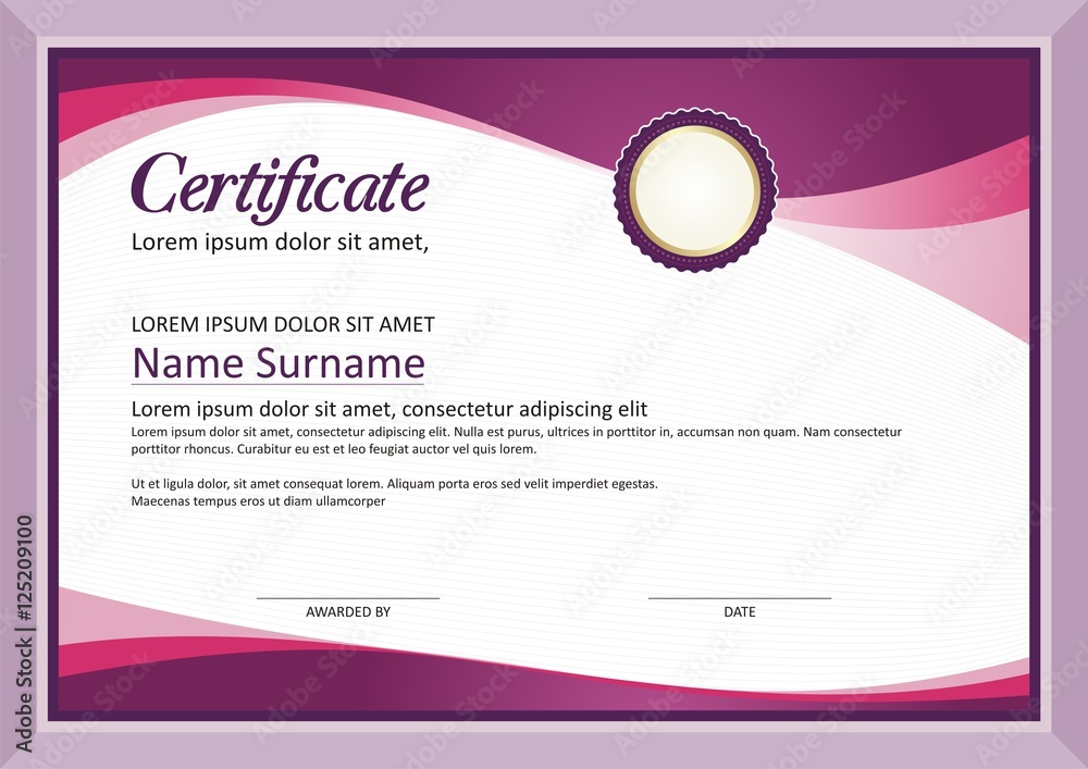 purple Modern Diploma / Certificate Template Design Stock Vector ...
