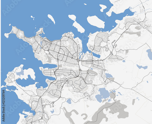 Map of Reykjavik city. Iceland Roads
