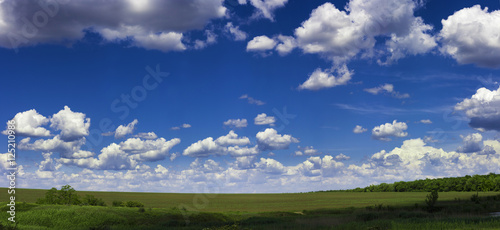 Panorama with sky and field