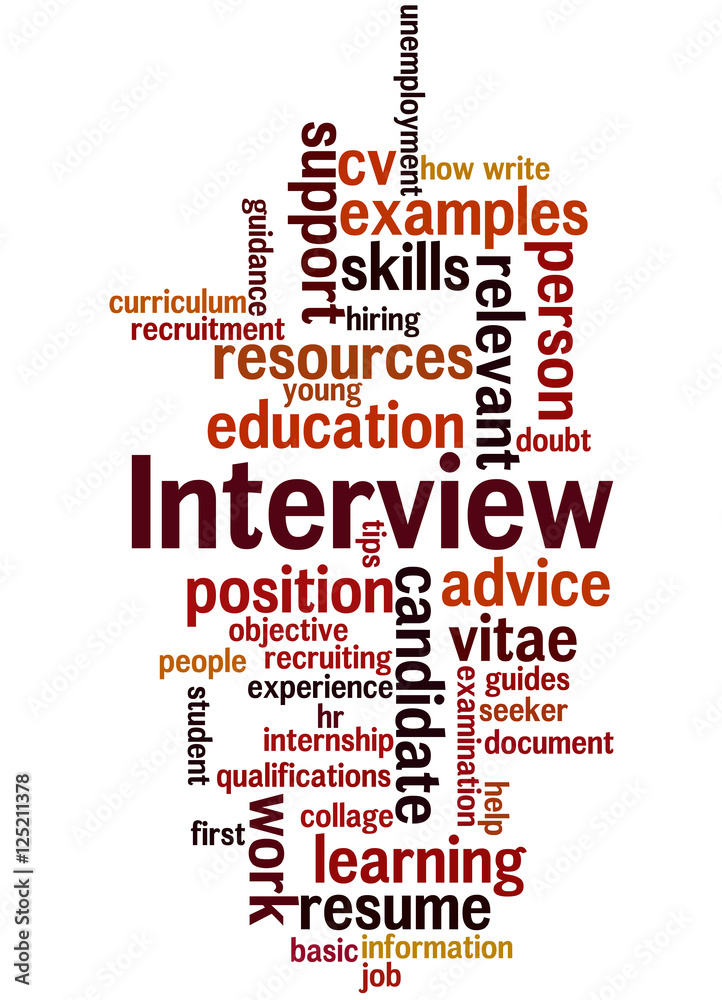 Obraz premium Interview, curriculum vitae, word cloud concept 2