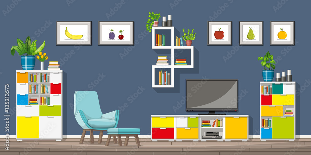 Illustration of interior equipment of a modern living room Illustration of interior equipment of a modern living room