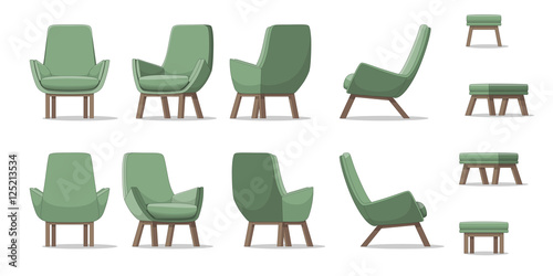 Fototapeta Illustration of an armchair in different perspectives