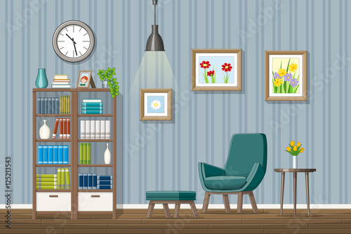 Illustration of interior equipment of a modern living room