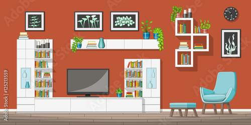 Illustration of interior equipment of a modern living room